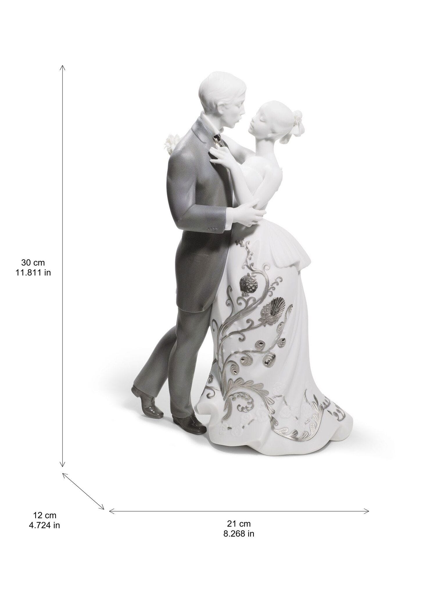 Схема размеров: Вальс влюблённых — серебристый люстр — LLADRÓ 01007193