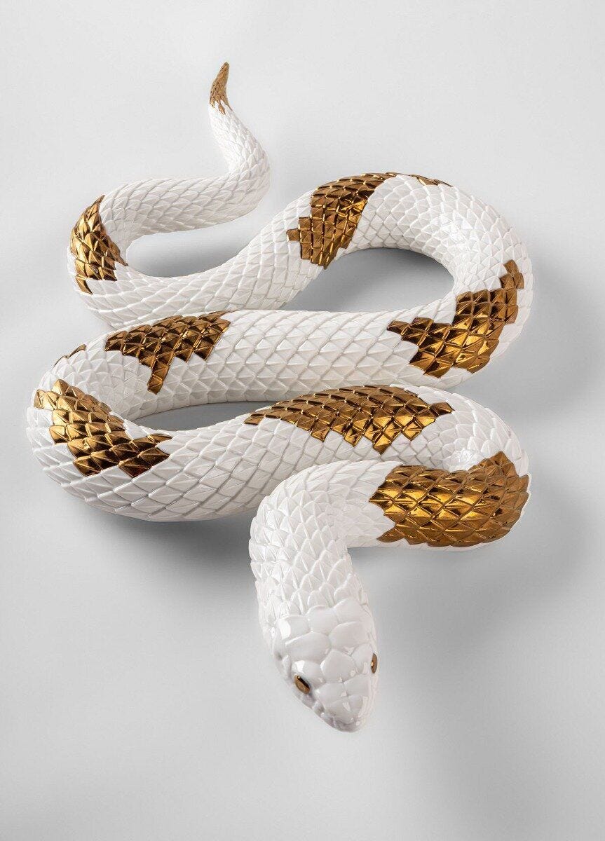 Змея — белое и медное исполнение — LLADRÓ 01009683, кадр фабричной галереи 4